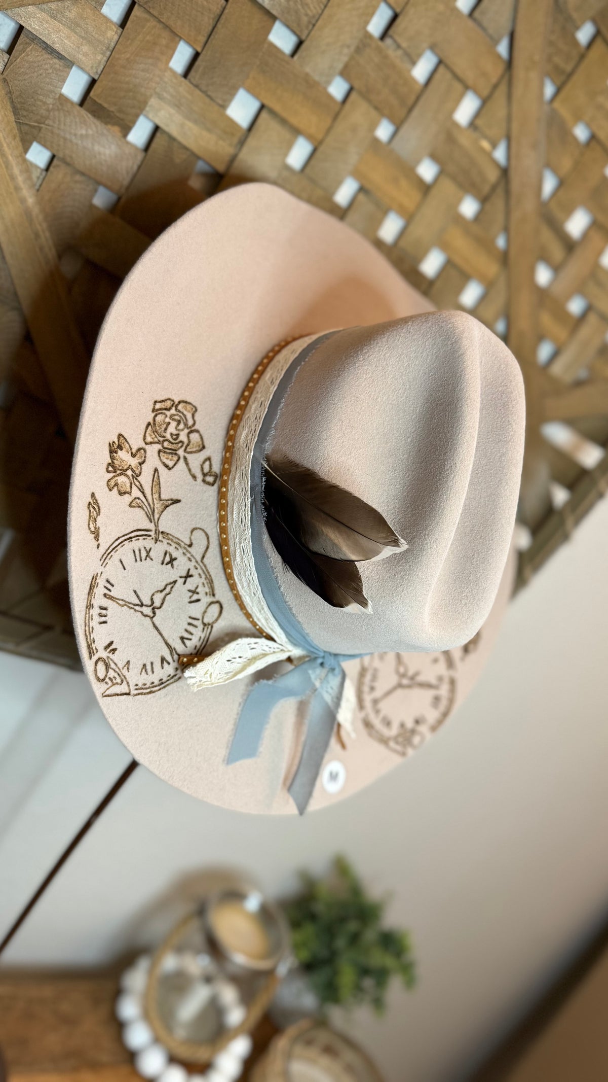 Felt custom hand burned cowboy hat